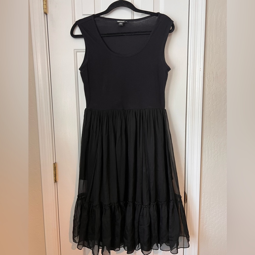 DKNY Black Silk and Cotton Dress Size Large